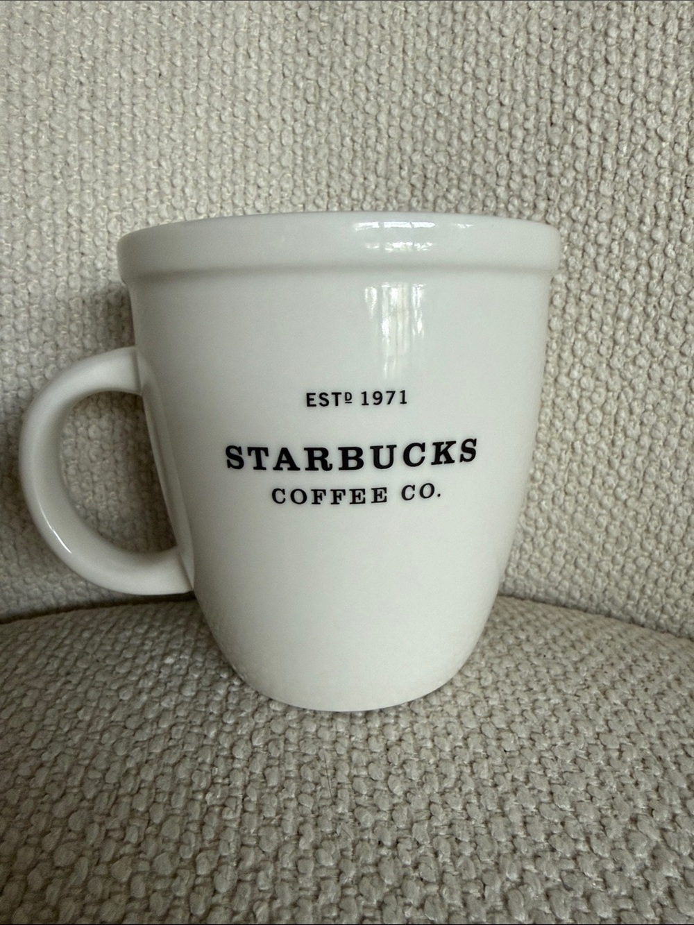 Vintage 2001 Starbucks White Ceramic Logo Mug with Black Print